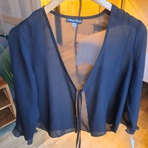 NEW Meghan Matthews Medium Sheer Fairy Goth Whimsical 3/4 Sleeve Top Blouse